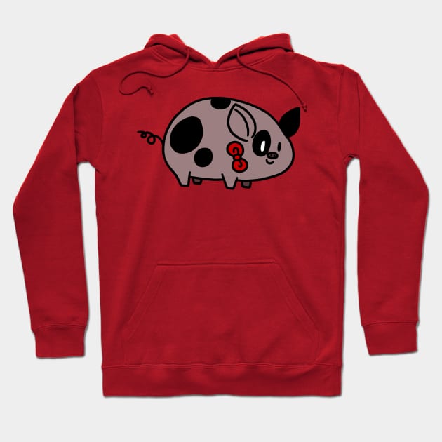 Spotted Bow Tie Piggy Hoodie by saradaboru